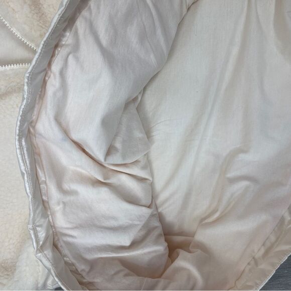 Fabletics Nelly Mixed Media Teddy Pullover Jacket Cream XL Half Zip - Picture 11 of 15
